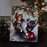 Christmas Kittens 6x8 Lighted Tabletop Canvas