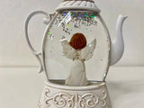 5.3" Lighted Angel Teapot Christmas Glitter Globe