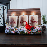 Bless Our Home Christmas 8x6 Lighted Tabletop Canvas