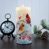 Winter Cardinals Fiber Optic Candle