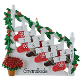 Personalized Family of 11 Staircase Bannister Ornament, 11 Stockings, Eleven Grandkids Christmas Keepsake,