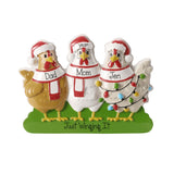 Family of 3 Chicken Christmas Ornament~ Personalized Ornament ~  3 Chickens Christmas Ornament ~ Family of 3 Farm ~ Homesteaders Ornaments