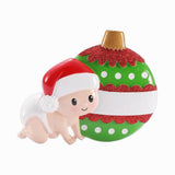 Baby Boy or Baby Girl 1st Christmas, Baby Crawling Red Ornament, First Christmas Keepsake