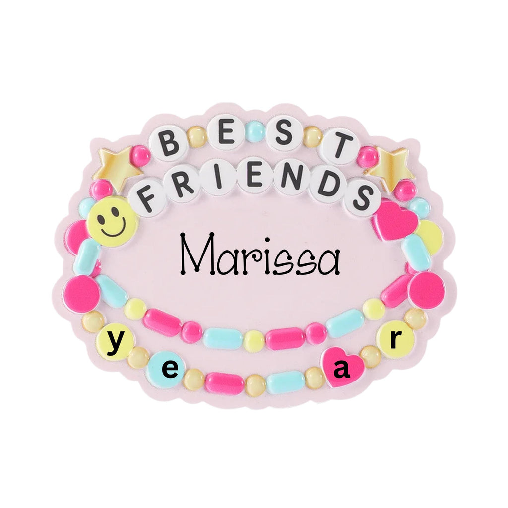 Personalized Friendship Bracelet Ornament, Best Friends Christmas Gift