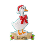 Personalized  Holiday Themed Christmas Goose In A Santa Hat Ornament