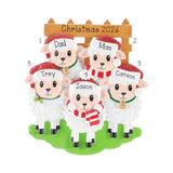 Personalized Sheep Ornament, Family Of 5 Christmas Holiday Decor