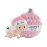 Baby Girl's 1st Christmas, Baby Crawling Pink Ornament, First Christmas Keepsake