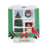 Personalized Traditional Christmas Window, Cardinal Christmas Ornament
