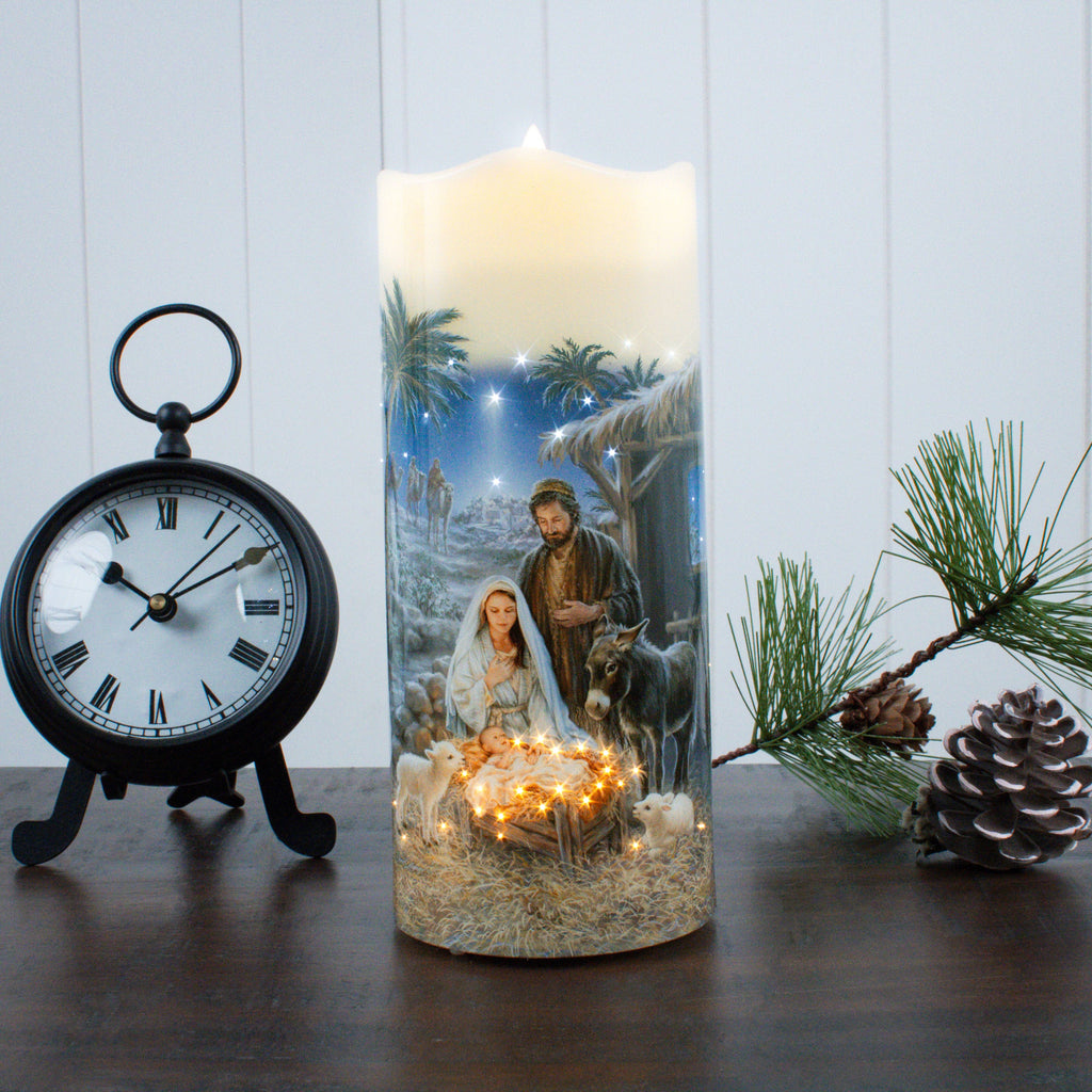 A Savior is Born Fiber Optic Candle
