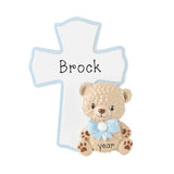 Personalized Child Bear with Blue Cross Ornament ~ Baby Boy Memorial Ornament ~ Christening Ornament for a Boy ~ Child memorial Ornament