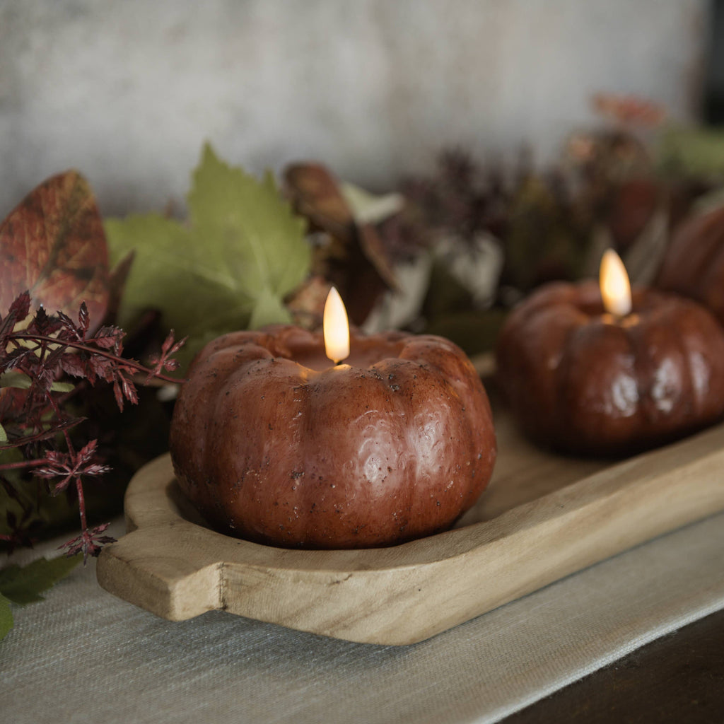 3.5" BRONZE 3D FLAME SHORT PUMPKIN CANDLE