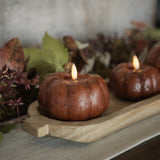 3.5" BRONZE 3D FLAME SHORT PUMPKIN CANDLE