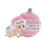 Baby Girl's 1st Christmas, Baby Crawling Pink Ornament, First Christmas Keepsake