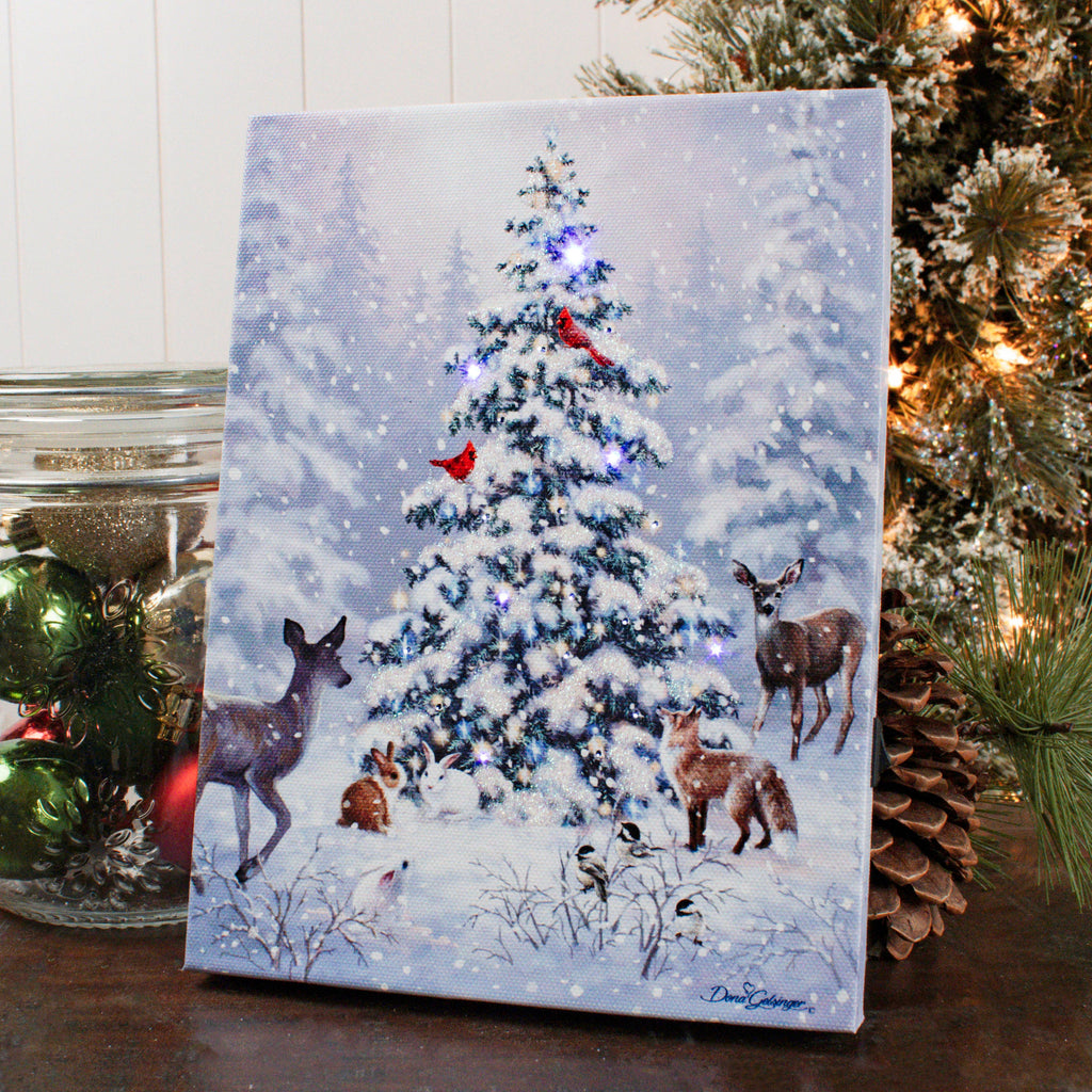 Woodland Christmas 6x8 Lighted Tabletop Canvas