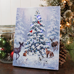 Woodland Christmas 6x8 Lighted Tabletop Canvas