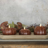 3.5" BRONZE 3D FLAME SHORT PUMPKIN CANDLE