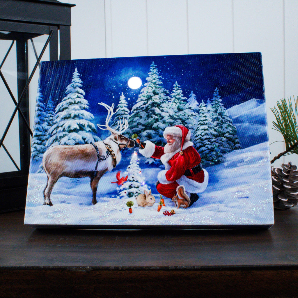 Santa and Friends 8x6 Lighted Tabletop Canvas
