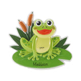 Personalized Happy Frog on a Lilypad Christmas Ornament,  Name Year