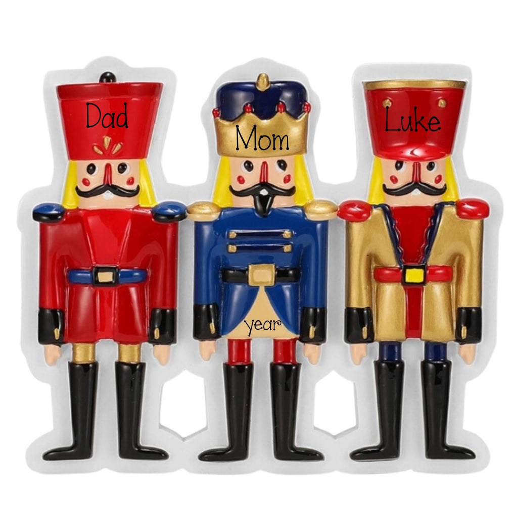 Nutcracker Family of 3 Personalized Christmas Ornament ~ 3 Toy Soldiers Ornament ~ Christmas Ornaments ~ Family of Four Christmas Ornament