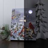 White Gold Cardinals 6x8 Lighted Tabletop Canvas