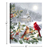 White Gold Cardinals 6x8 Lighted Tabletop Canvas