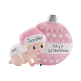 Baby Girl's 1st Christmas, Baby Crawling Pink Ornament, First Christmas Keepsake