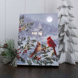 White Gold Cardinals 6x8 Lighted Tabletop Canvas