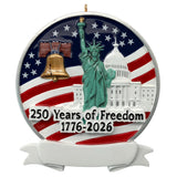 Personalized USA 250th Anniversary Ornament, 1776–2026 Years of Freedom, Custom Family Name Patriotic Keepsake