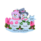 Personalized Pink Snowman Couple Ornament, Our First Christmas