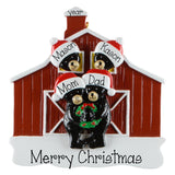 Personalized Black Bear Family of 4 Christmas Ornament – Red Barn Family or Grandkids Keepsake