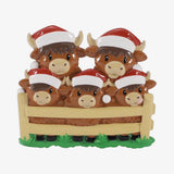 Personalized Highland Cow Family of 5 Christmas Ornament , Christmas Ornament for 5