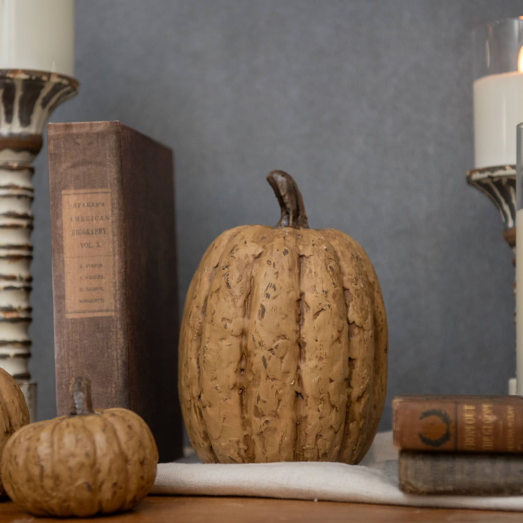 7.5" BEIGE TALL PUMPKIN
