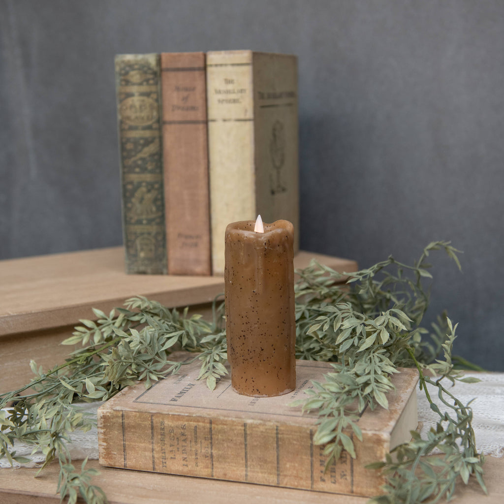 2X5" MOVING FLAME BEIGE PILLAR CANDLE