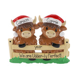 Cute Highland Cow Personalized Couple's Christmas Ornament, Family of 2 Keepsake