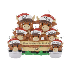 Family of 7 Highland Cow Christmas Ornament, Family of 7 Farm, Homesteaders Ornaments