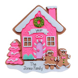 Personalized Pink Gingerbread House Christmas Ornament, First Christmas In New Home Ornament, Housewarming Gift, First Home Ornament