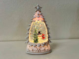 5.5" Snowman Tree Lighted Glitter Globe Christmas Decor