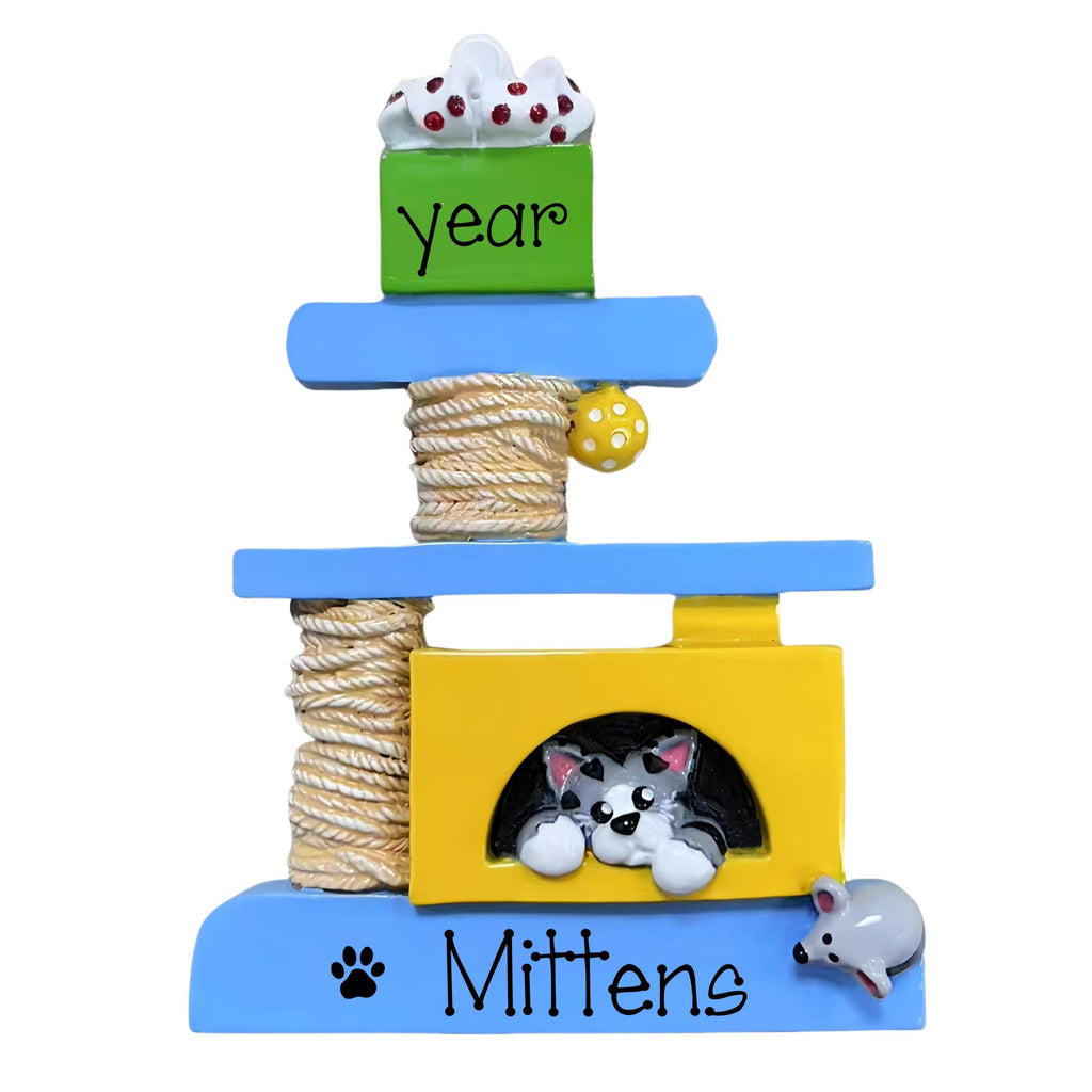 Personalized Cat Christmas Ornament – Cat Tree & Kitten Pet Keepsake