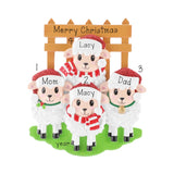 Personalized Sheep Ornament, Family Of 4 Keepsake For Farm Decor