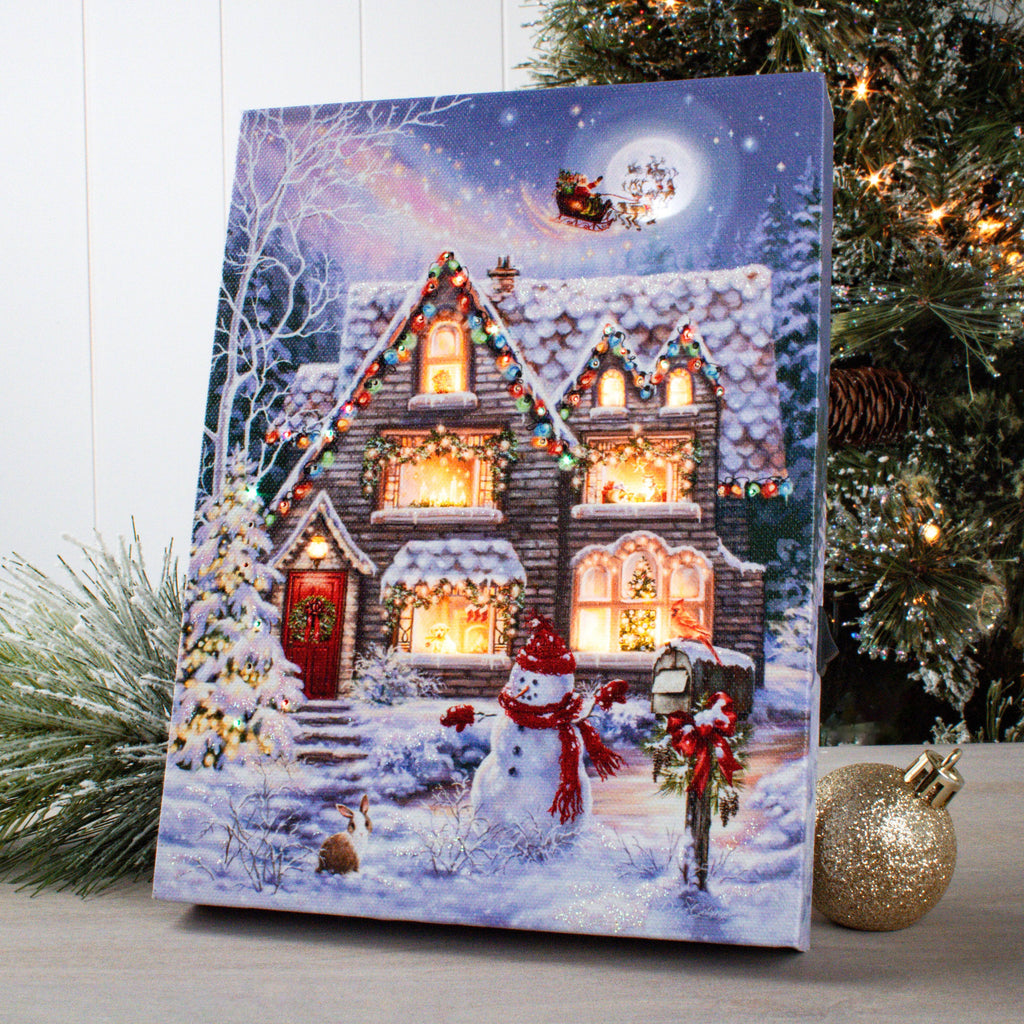 Christmas House 6x8 Lighted Tabletop Canvas