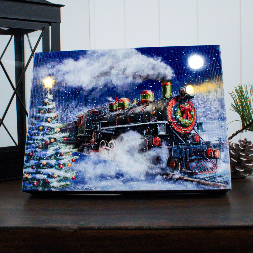 North Pole Express 8x6 Lighted Tabletop Canvas