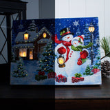 Snow Couple Cuddles 8x6 Lighted Tabletop Canvas