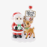 Personalized Santa & Reindeer Christmas Ornament – North Pole Holiday Keepsake