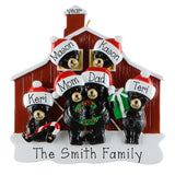 Personalized Black Bear Family of 6 Christmas Ornament – Red Barn Family or Grandkids Keepsake