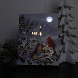 White Gold Cardinals 6x8 Lighted Tabletop Canvas