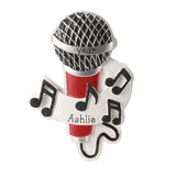 Personalized Microphone Ornament ~ Karaoke Ornament ~ Red Microphone with Music Notes ~ Singer Ornament ~ Musician Ornament