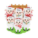 Personalized Family Of 6 Ornament, Sheep Christmas Farm Keepsake