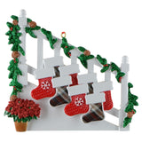 Personalized Family of 8 Staircase Bannister Ornament, 8 Stockings, 8 Grandkids Christmas Keepsake, Add Pet Option