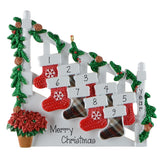 Personalized Family of 9 Bannister Ornament, Nine Grandkids Staircase Stockings Christmas Keepsake