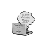 Computer Christmas Ornament, Thought Cloud Laptop Keepsake - Personalized Marker | Office Gift